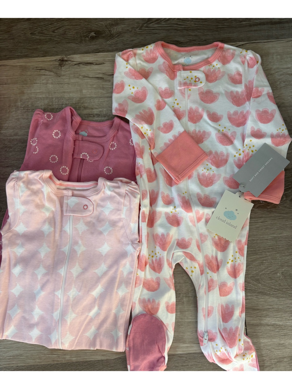 cloud island Pink Mix Floral & Dot Zipper Sleep Sacks - 3 Pack